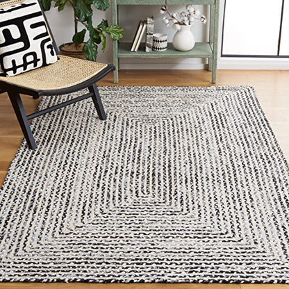 SAFAVIEH Braided Collection Area Rug - 6' x 9', Black & Navy, Handmade Farmhouse Cotton, Ideal for High Traffic Areas in Living Room, Bedroom (BRD260N) - color: Black/Navy, size: 6' x 9' (Rectangular)