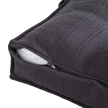 Square Tufted Floor Pillow with Removable Cover, Black, Small (24") - color: Black, size: Small (24")