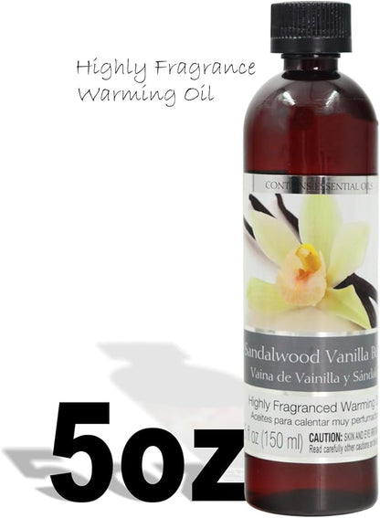 Hosley's Set of 2, 5 oz Sandalwood Vanilla Bean Fragrance Warming Oils. Ideal Gift for Weddings, spa, Reiki, Meditation, Bathroom Settings. P1