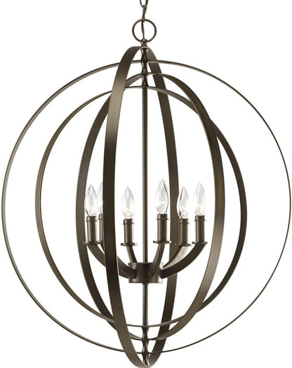 Progress Lighting P3889-20 Equinox-Six Light Foyer, Antique Bronze Finish