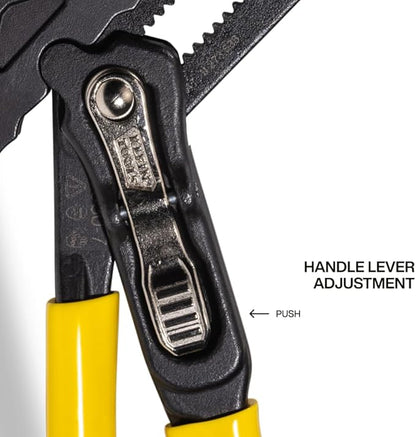 Klein Tools D5307 Plier Wrench, High Leverage Multi-Use Pump Plier with Adjustable and Reversible Double-Sided Jaw, Smooth and Knurled Teeth, 7-Inch
