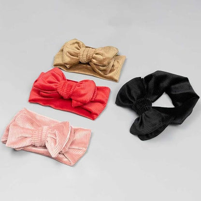 JIAHANG Baby Bows Turban Knotted Head Wraps, Corduroy Big Hair Bow Headbands, Stretchy Hair bands for Newborn Infant Toddlers Girls