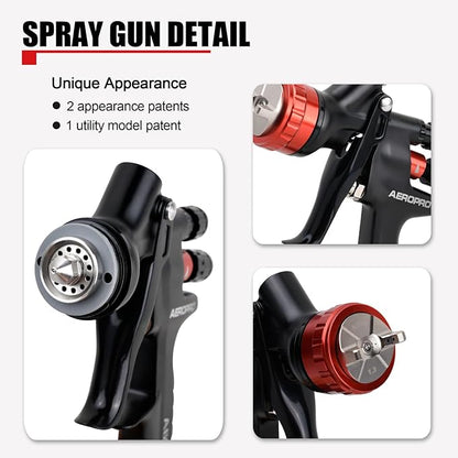AEROPRO Tools A608 HVLP Air Spray Gun, 1.3mm Nozzle, 600cc Plastic Cup, Auto Paint Spray Gun, Automotive Paint Gun, Body Repair Paint Spray Guns, Car Paint Gun for Touch Up, Primer, Top Coat