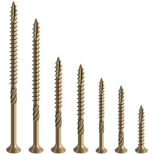 #10 * 2-1/2" Deck Screws, (402pcs) 5 lbs.Exterior Wood Screws, Rust Resistant Epoxy Coated, Bronze, T20 Star Bit