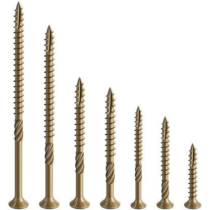 #10 * 2-1/2" Deck Screws, (402pcs) 5 lbs.Exterior Wood Screws, Rust Resistant Epoxy Coated, Bronze, T20 Star Bit