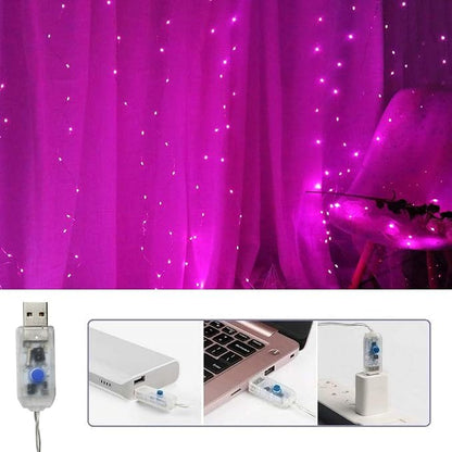 Curtain String Lights Indoor, 300 LED Twinkle Lights with Remote Timer USB Power 8 Modes Pink Fairy Lights for Bedroom Wall, Tapestry, Window, Christmas, Valentine’s Day Decor-9.8ft x 9.8ft(Pink)