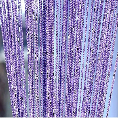 1x2M Door String Curtain Rare Flat Silver Ribbon Thread Fringe Window Panel Room Divider Cute Strip Tassel for Wedding Coffee House Restaurant Parts, Purple - color: Purple