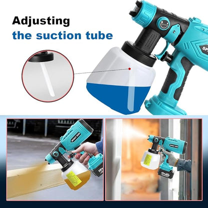 Paint Sprayer Compatible with Makita 18V Lithium Battery, Cordless Paint Sprayer HVLP Spray Gun with Copper Nozzle, 200W Power Easy to Clean for Home Interior,Exterior, Renovation(Tool Only)