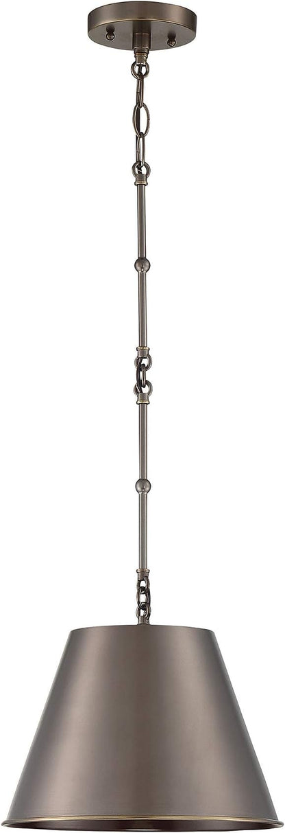 Savoy House 7-132-1-323 Alden Traditional Metal Cone Pendant, 1-Light 60 Watt, 9" H x 12" W, Old Bronze