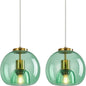 Light Green Glass Pendant Lights Kitchen Island Gold Hanging Light Fixture Glass Globe Pendant Light Modern Pendant Lighting for Kitchen Island Bedroom Dining Room (7.87", 2 Pack)