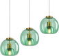 Light Green Glass Pendant Lights Kitchen Island Gold Hanging Light Fixture Glass Globe Pendant Light Modern Pendant Lighting for Kitchen Island Bedroom Dining Room (7.87", 3 Pack)