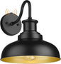 Dusk to Dawn Outdoor Barn Light, Farmhouse Outdoor Wall Sconce, Rustic Exterior Wall Mount Light, Vintage Outside Lighting Fixture Industrial Black Lantern for Porch Garage Shed,1 Pack