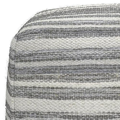SIMPLIHOME Carina Contemporary Square Woven Pouf in Black Melange, White Wool for the Living Room, Bedroom and Kids Room - color: Black Melange, White, style: Wool Pouf