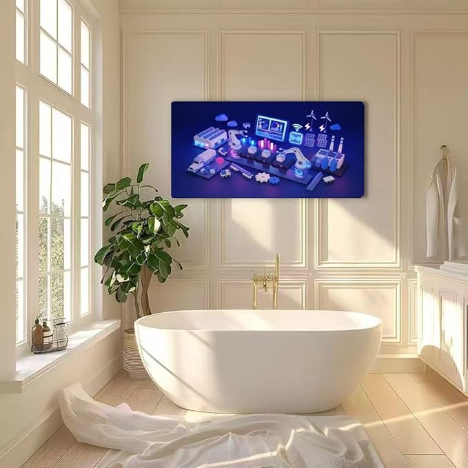 Wibinuki Wall Art Wall Decor Wall Paintings Industrial IoT and internet of things smart automion D for Living Room Bedroom Bathroom Home Decor Can Be Hung Directly 20"x 40"