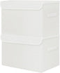 Bagnizer Large 42 Quarts Fabric Storage Bins with Lids [2-Pack] Linen Collapsible Foldable Storage Cubes, Closet Organizer Containers boxes with Handles for Home Office (16.7 x 12 x 12, White)