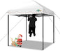 COBIZI 6.6x6.6ft Pop Up Canopy Tent, Heavy Duty Canopy Easy Set up All Weather Waterproof Outdoor Canopy Tent for Parties, Beach, Garden, Camping with 1 Handbag, 3 Adjustable Heights, UPF50+, White