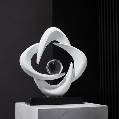 FJS Abstract Art Statues for Home Decor, White 4 Pointed Star Sculpture, 10.8" H Modern Coffee Table Bookshelf Decor Accents, Decorations for Living Room Dining Room Office Hotel (White)