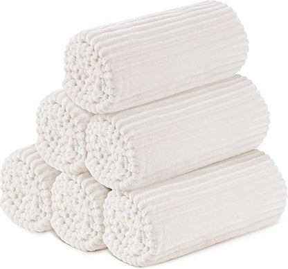 Buryeah 6 Pcs Flannel Throw Blanket Bulk 50 x 60 in Sleepover Blanket Outdoor Wedding Throw Lightweight, Oeko-tex Standard 100 Certified for Sofa Homeless Gifts (Cream White)