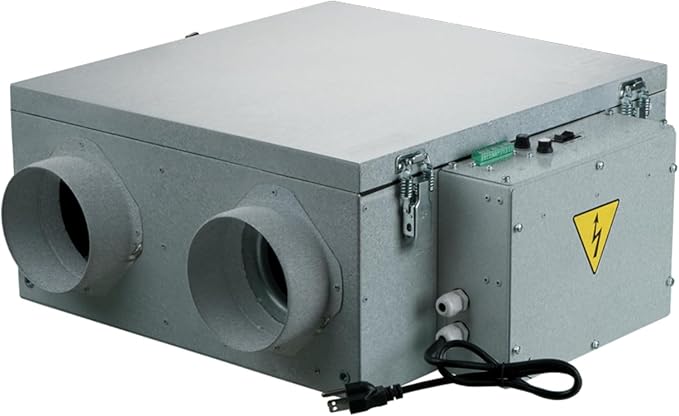 VENTS-US Frigate ERV 80 R - Whole House Energy Recovery Ventilation System, Up to 100 CFM - Continuous Supply of Fresh Air While Exhausting Equal Amounts of Stale Air