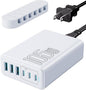 USB C Fast Charger, 105W GaN 6-Port Desktop USB Charging Station Hub, USB C Charger Block Wall Charger for iPhone 17/16/15/14/13/12/11, iPad, Samsung and More (Cable Organizer Included)