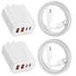 USB C Charger for iPhone 15,4-Port Fast iPhone 15 Wall Charger Block,2Pack 40W Multiport Quick USB C Wall Charger Plug Adapter,10FT USB C to C Cable for iPhone 15/15 Pro/15 ProMax/15 Plus,iPad Pro/Air