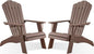 Psilvam Adirondack Chair, Oversized Poly Lumber Fire Pit Chair with Cup Holder, 350Lbs Support Patio Chairs for Garden, Weather Resistant Adirondack Chair Looks Like Real Wood (2, Brown)