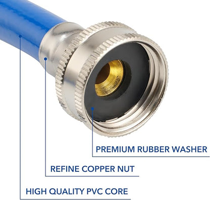 10 FT Rubber Washing Machine Hoses, Red and Blue Washer Hoses,Burst Proof Hot & Cold Water Connection Inlet Washer Supply Lines Universal for All Standard Wash Machines