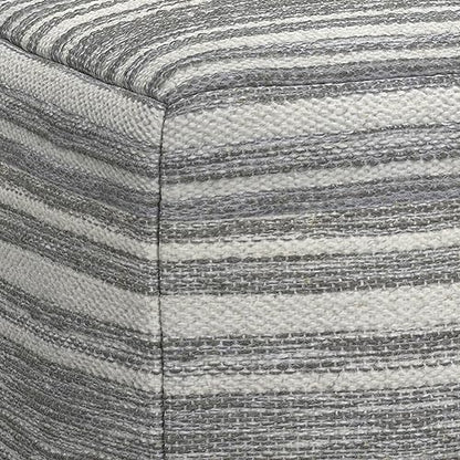 SIMPLIHOME Carina Contemporary Square Woven Pouf in Black Melange, White Wool for the Living Room, Bedroom and Kids Room - color: Black Melange, White, style: Wool Pouf