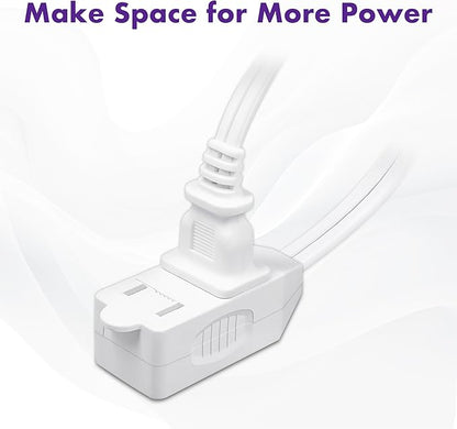 POWERCORDS [ETL Certified] 2-Pack 16 AWG 2 Prong Extension Cord, 13A 3-Outlet Indoor Extension Cord with Tamper Guard, 13 Amp, 1625 Watts, White, Available Lengths 3FT, 6FT, 10FT, 15FT (6 Feet)