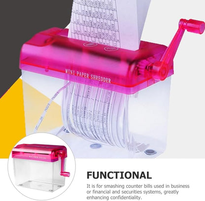 Healeved Manual Paper Shredder Desktop Small Wear-Resistant Hand Crank Shredder for Home and Office Use with Function and Red Housing