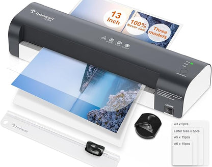 Bonsaii Laminator, 13 Inch 7-in-1 Thermal Laminator Machine with Never Jam Technology, with 40 Laminting Sheets for Home, Office, and Classroom Organization Supplies