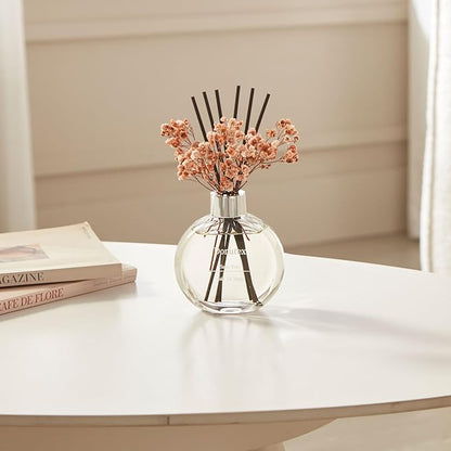 Flower Reed Diffuser Set 5.07oz Satin Rose Scent Diffuser with Sticks Home Fragrance Reed Diffuser for Bathroom Shelf Decor