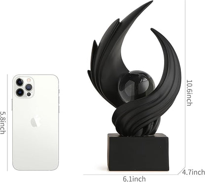 FJS Home Decor Modern Art Statue Decor, Coffee Table Bookshelf Shelf Decor Accents, Abstract Swirl-Shaped Sculpture Decorations for Dining Room Living Room Office (Black)