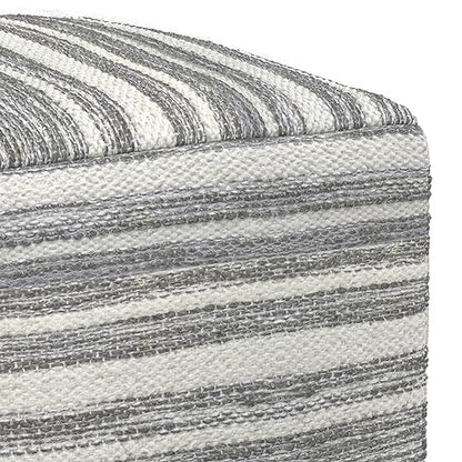 SIMPLIHOME Carina Contemporary Square Woven Pouf in Black Melange, White Wool for the Living Room, Bedroom and Kids Room - color: Black Melange, White, style: Wool Pouf