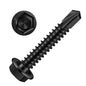 MewuDecor #12 x 1-1/2" (5/8" to 3" Available) Hex Washer Head Self Drilling Sheet Metal Screws with Drill Point, Stainless Steel 410, Black Oxide, 50 PCS