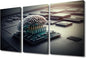 TUMOVO Bedroom Wall Decor 3 Pieces Canvas Wall Art Brains and Computer Chips Pictures for Home Decoration, Human Cyborg Brain Being Prints and Poster Framed Ready to Hang, 36" Wx24 H