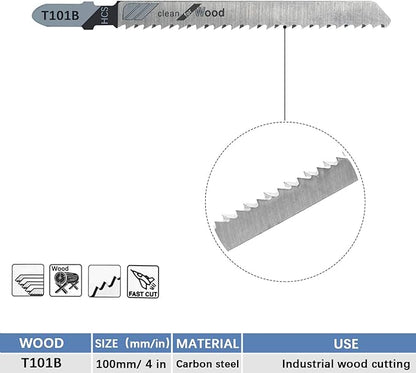 TAROSE 20-Piece T101B 4 Inch 10 TPI Assorted T-Shank Jig Saw Blades Set for Clean Cutting Wood