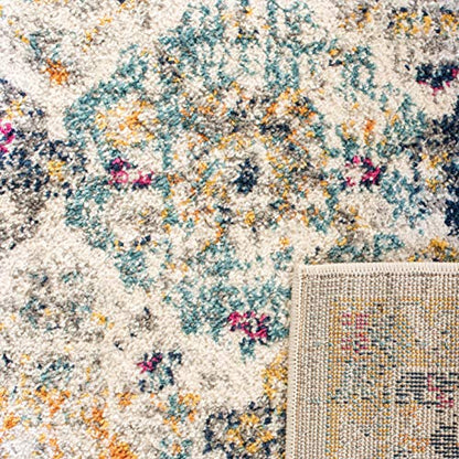 SAFAVIEH Madison Collection Runner Rug - 2'3" x 18', Cream & Multi, Boho Chic Distressed Design, Non-Shedding & Easy Care, Ideal for High Traffic Areas in Living Room, Bedroom (MAD611B) - color: Cream/Multi, size: 2'3" x 18' (Runner)