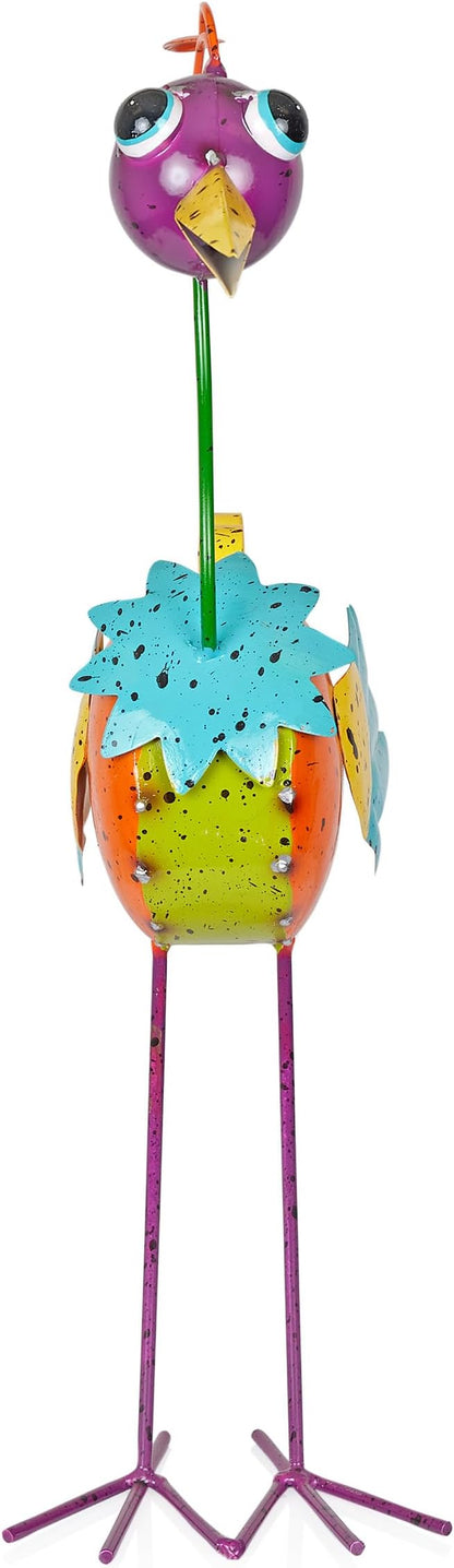 Alpine Corporation LAZ328HH Quirky Metal Rainbow Bird Decor, Animal Statue for Patio, Lawn & Garden, 21" H, Multicolor