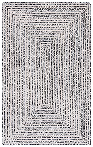 SAFAVIEH Braided Collection Area Rug - 6' x 9', Black & Navy, Handmade Farmhouse Cotton, Ideal for High Traffic Areas in Living Room, Bedroom (BRD260N) - color: Black/Navy, size: 6' x 9' (Rectangular)
