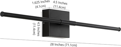 JONATHAN Y 28" Black Modern Dimmable Integrated LED Wall Sconce, Metal Vanity Light for Bathroom Mirror Bedroom Hallway, Sleek Hardwired Wall Lamp Fixture, 3000K (JYL7022C-SET2)