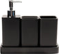 YMXYJM Bathroom Accessories Set, 4 Pcs Bathroom Accessory Set, Soap Dispenser, Toothbrush Holder, Qtip Holder Set, Bathroom Sets Complete, Bathroom Sink Set for Modern Home Decor, Black
