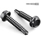 #10 x 1 Inch Self Drilling Screws, (110pcs) 1 lbs Black Self Tapping Screws for Metal, 410 Stainless Steel Hex Washer Head Sheet Metal Screw
