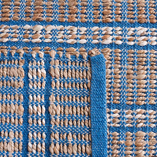 SAFAVIEH Natural Fiber Collection Accent Rug - 3' x 5', Blue & Natural, Handmade Boho Stripe Rustic Jute & Cotton Jute, Ideal for High Traffic Areas in Entryway, Living Room, Bedroom (NFB656M) - color: Blue/Natural, size: 3' x 5' (Rectangular)