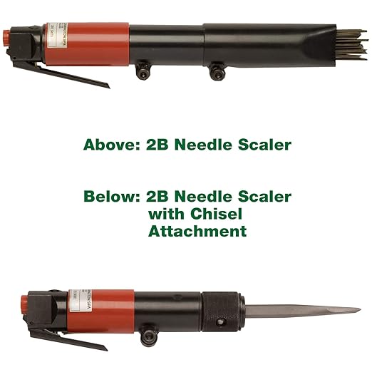 CS Unitec | 199.3120 | 2B Needle Scaler and Chisel Scaler Combination Kit. Inline-Grip, Air-Powered, 19 Needles, 3000 Blows per Minute, 5.75 Lbs – Made in England