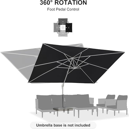 PURPLE LEAF 10' × 13' Patio Umbrella White Cantilever Umbrella Aluminum Square Outdoor Offset Umbrella Hanging Windproof with 360° Rotation for Garden Deck Pool, Grey