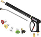 YAMATIC Pressure Washer Gun 5000 PSI - Stainless Steel 3/8" Swivel Plug & M22-14mm Coupler, Power Washer Extension Wand Trigger Handle with 1/4" Quick Connect for Foam Cannon Car Wash