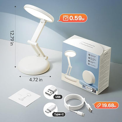 One Fire Cordless Desk Lamp,Dimmable Small Battery Powered Lights,3600mAh Rechargeable Wireless Table Lamp,Mini Lamp&Portable Light for Bed,Book Reading,Home for Small Spaces,Nail Light,Craft,Office