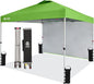 CROWN SHADES 10x10 Pop Up Canopy with 1 Side Wall - Beach Tent with One Push Setup - Outdoor Sun Shade for Events, Parties, Camping - Gazebo with STO-N-Go Cover Bag (Green)