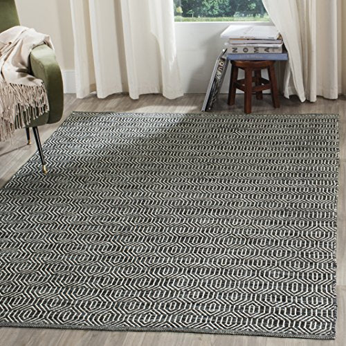 SAFAVIEH Montauk Collection Accent Rug - 4' x 6', Ivory & Dark Grey, Handmade Flat Weave Cotton, Ideal for High Traffic Areas in Entryway, Living Room, Bedroom (MTK413A) - size: 4' x 6' (Rectangular)